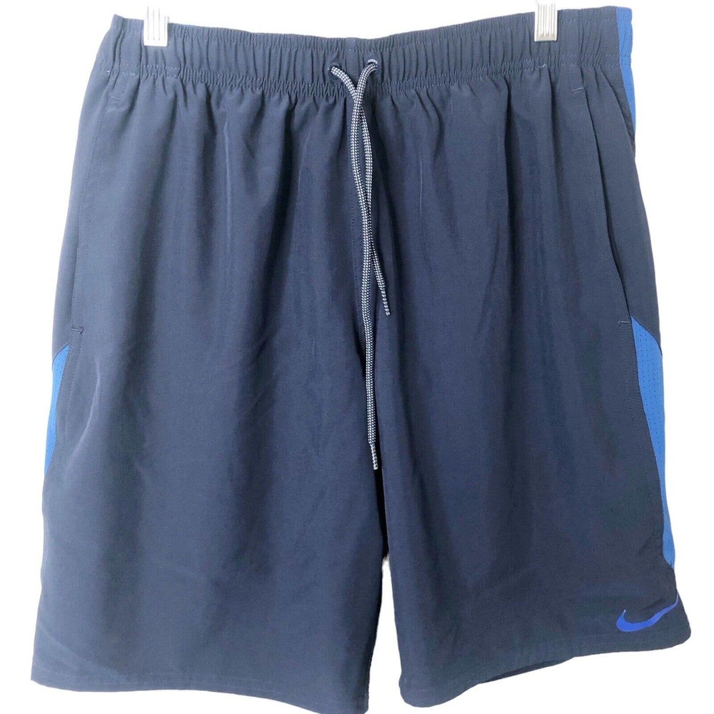 Nike Men's Navy Blue Lined Drawstring Swim Shorts Trunks Size Large